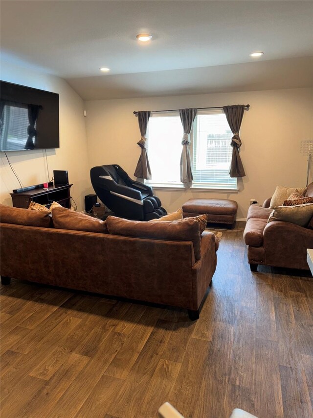 living room featuring dark hardwood / wood-style floors