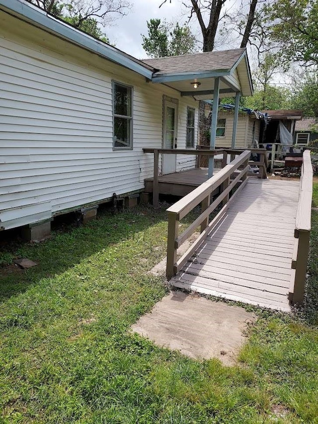 deck with a lawn