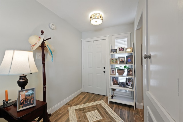 foyer featuring dark hardwood / wood-style floors