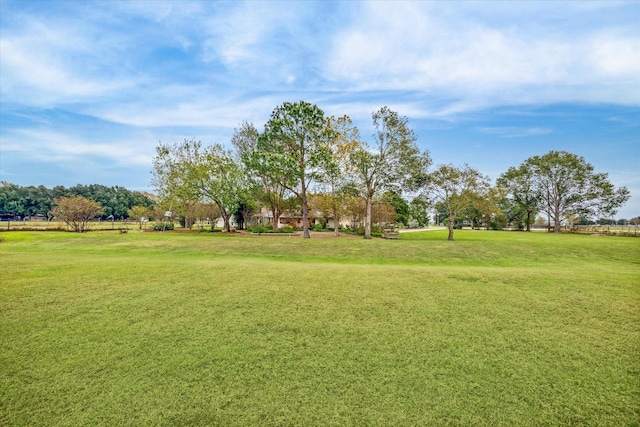 view of property's community featuring a rural view and a yard