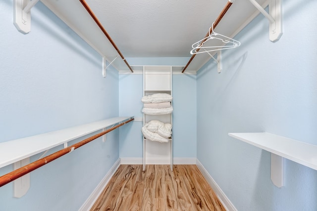 spacious closet featuring light hardwood / wood-style floors