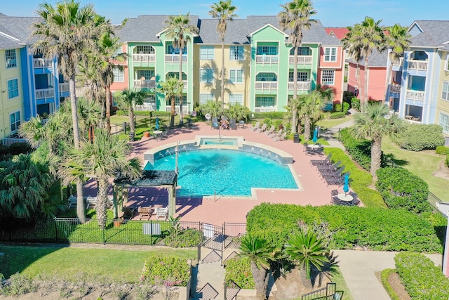 view of pool with a gazebo and a patio area