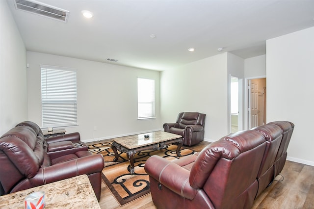 living room featuring light hardwood / wood-style flooring