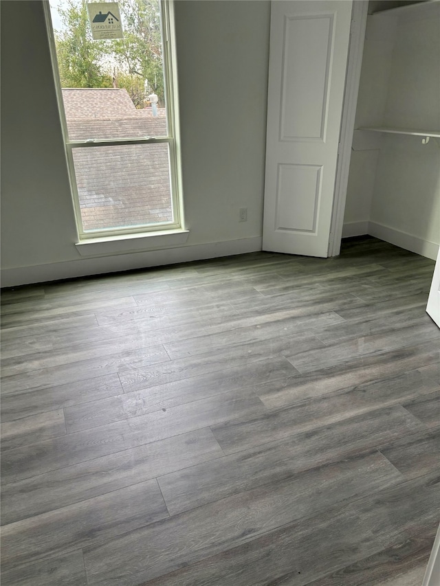 unfurnished bedroom featuring light hardwood / wood-style floors and a closet