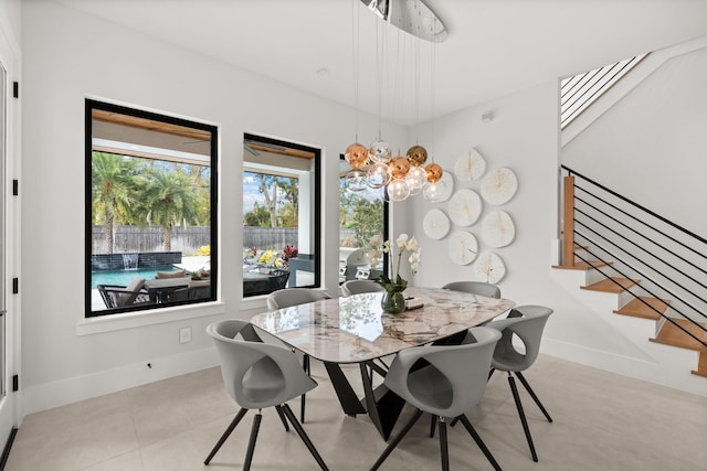 view of tiled dining room