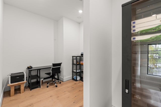 home office featuring light wood-type flooring