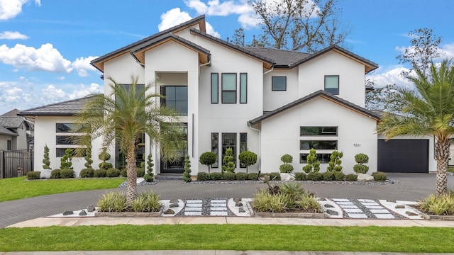 exterior space with a garage