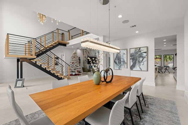 dining room featuring a chandelier