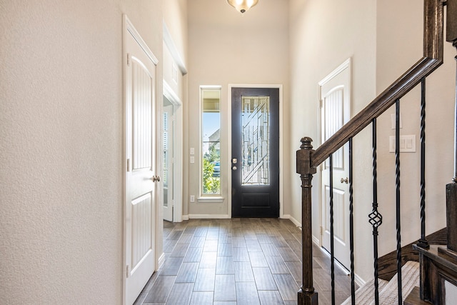 foyer entrance featuring hardwood / wood-style flooring