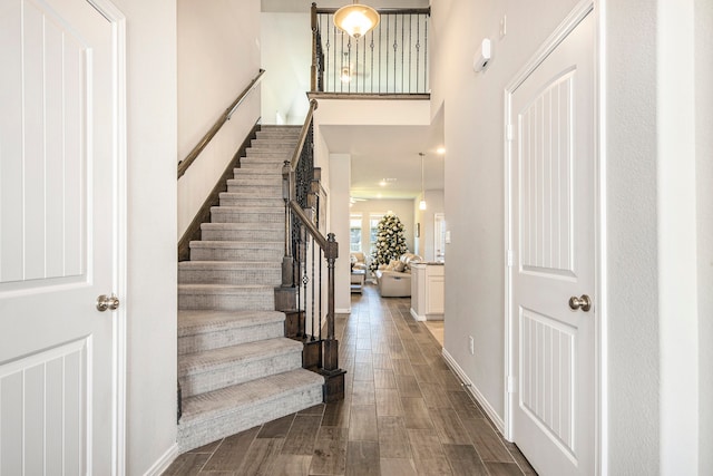 entrance foyer featuring dark hardwood / wood-style floors