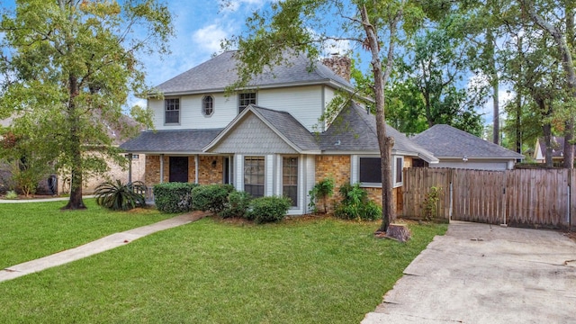 view of front of property with a front lawn