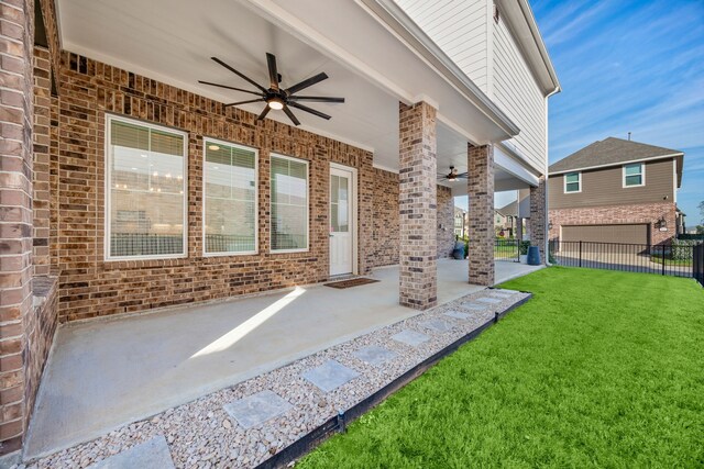 view of patio with ceiling fan