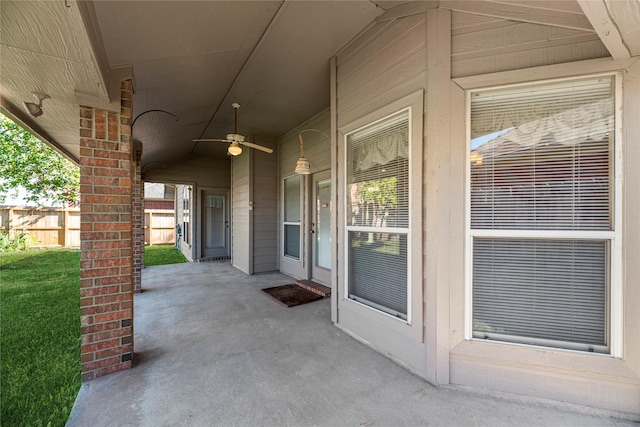 view of patio with ceiling fan