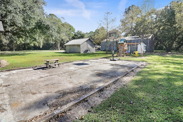 view of yard with a playground