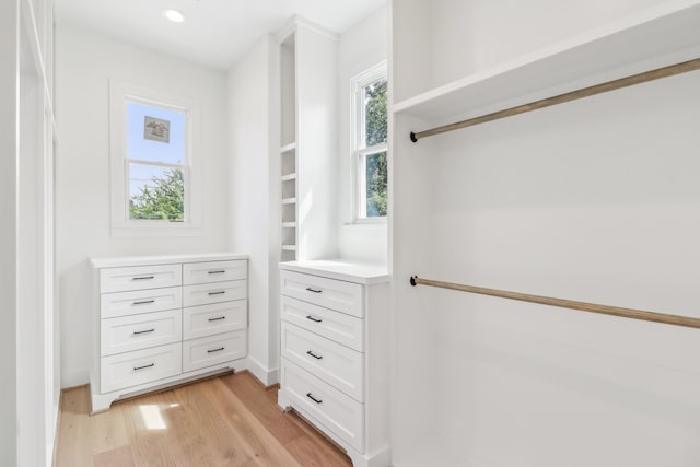 walk in closet featuring light wood-type flooring