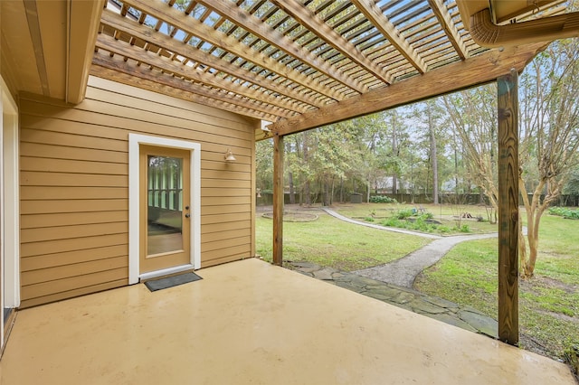 view of patio / terrace featuring a pergola