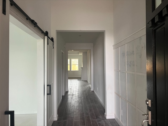 hallway with a barn door