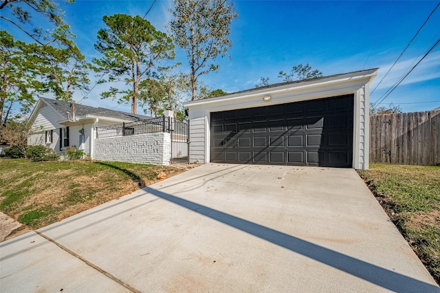 garage with a yard