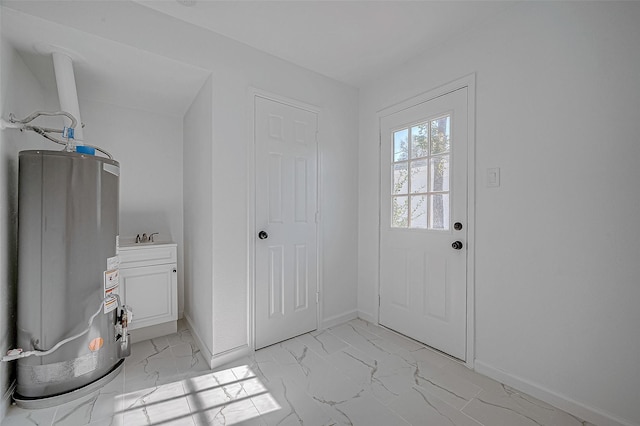 entryway with gas water heater