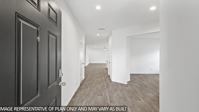 hallway featuring light wood-type flooring