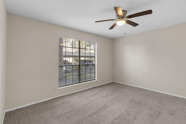 empty room featuring ceiling fan and carpet floors