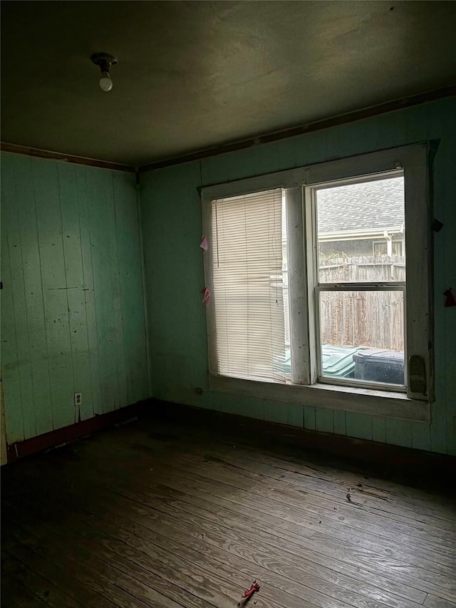 unfurnished room with dark wood-type flooring