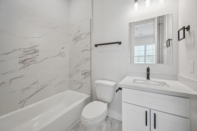 full bathroom featuring vanity, toilet, and tiled shower / bath