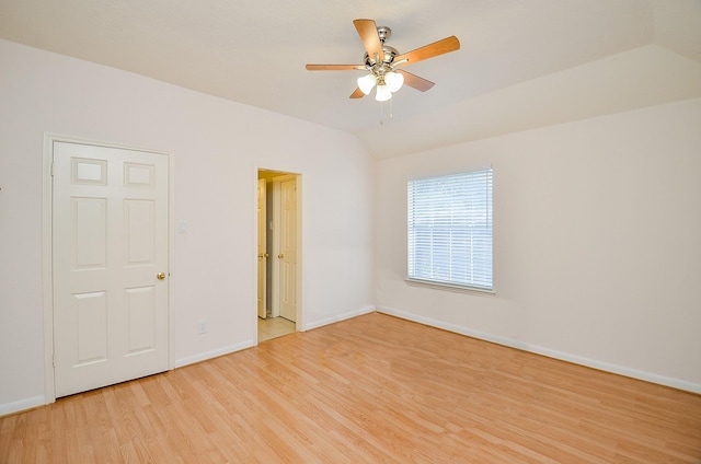 unfurnished bedroom featuring ceiling fan and light hardwood / wood-style floors