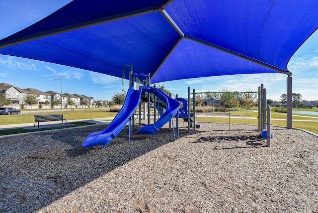 view of play area with a lawn