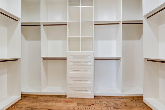 spacious closet with light hardwood / wood-style floors