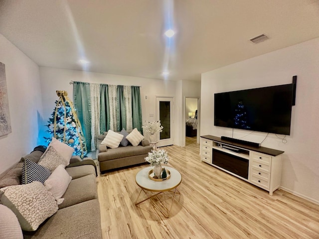 living room featuring light hardwood / wood-style flooring