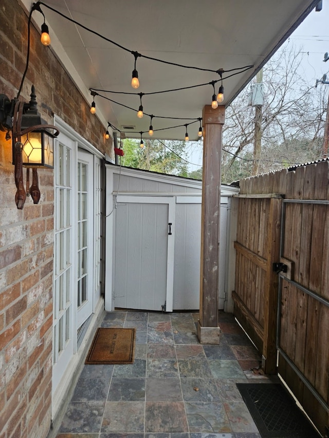 view of patio featuring french doors