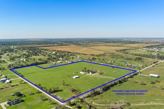 drone / aerial view with a rural view