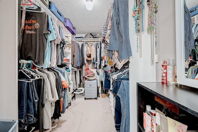 walk in closet featuring carpet floors