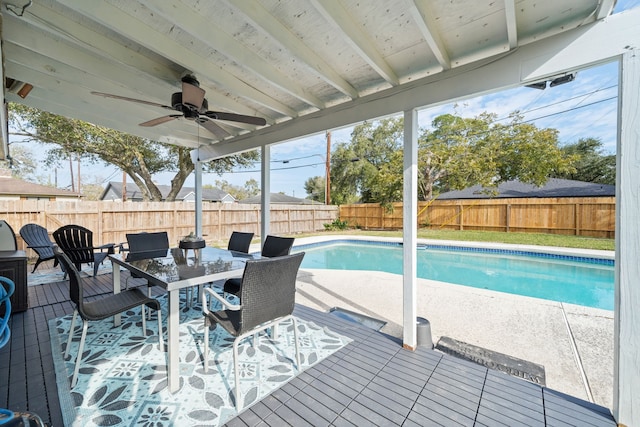 view of swimming pool with ceiling fan