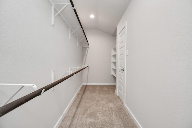 spacious closet with light colored carpet