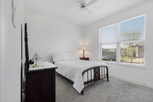 bedroom with carpet flooring and ceiling fan