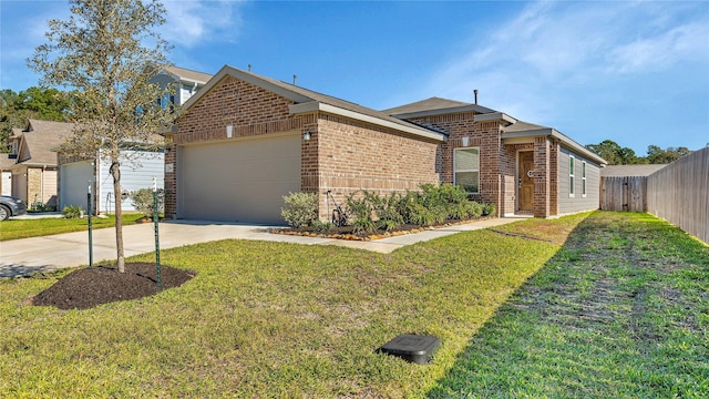 view of front facade with a front lawn and a garage