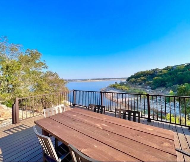 deck with a water view