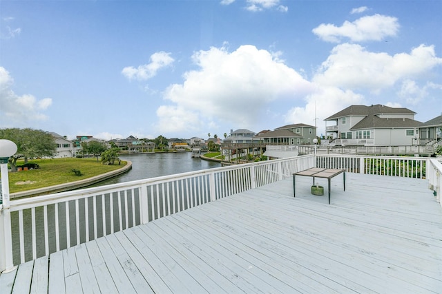 deck with a water view