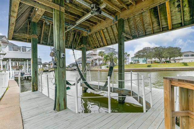 view of dock featuring a water view