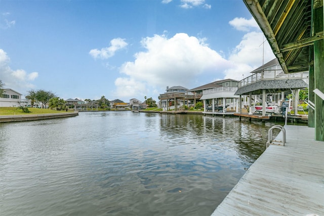 view of dock featuring a water view