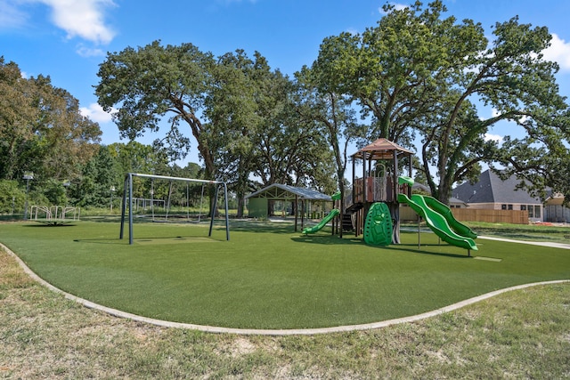 view of play area with a lawn