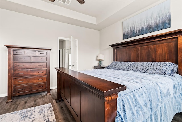 bedroom featuring dark hardwood / wood-style floors