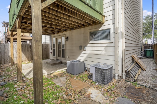 exterior space featuring central air condition unit