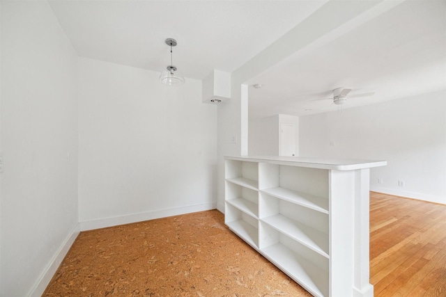 interior space featuring ceiling fan and wood-type flooring