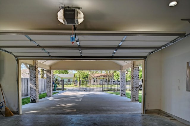 garage with a garage door opener