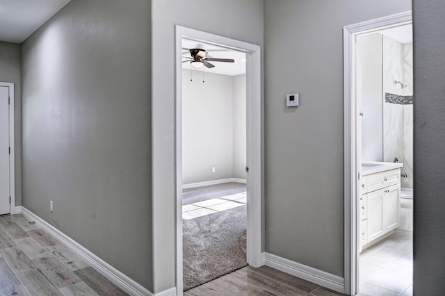 hall featuring light wood-type flooring