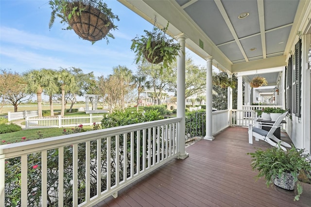 deck with a porch