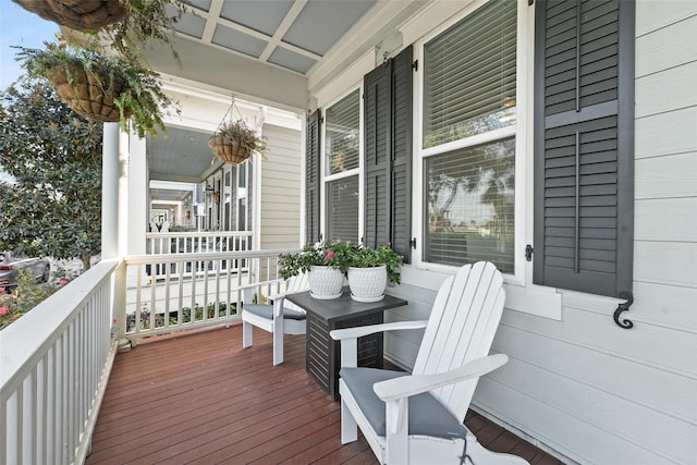 wooden terrace with covered porch